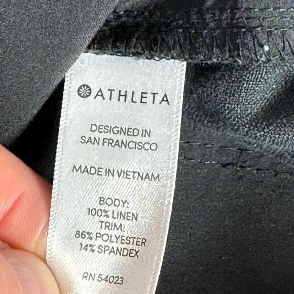 Athleta Black Distressed Linen Drawstring Waist Shorts Sz 4 - Picture 6 of 8